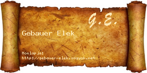 Gebauer Elek névjegykártya